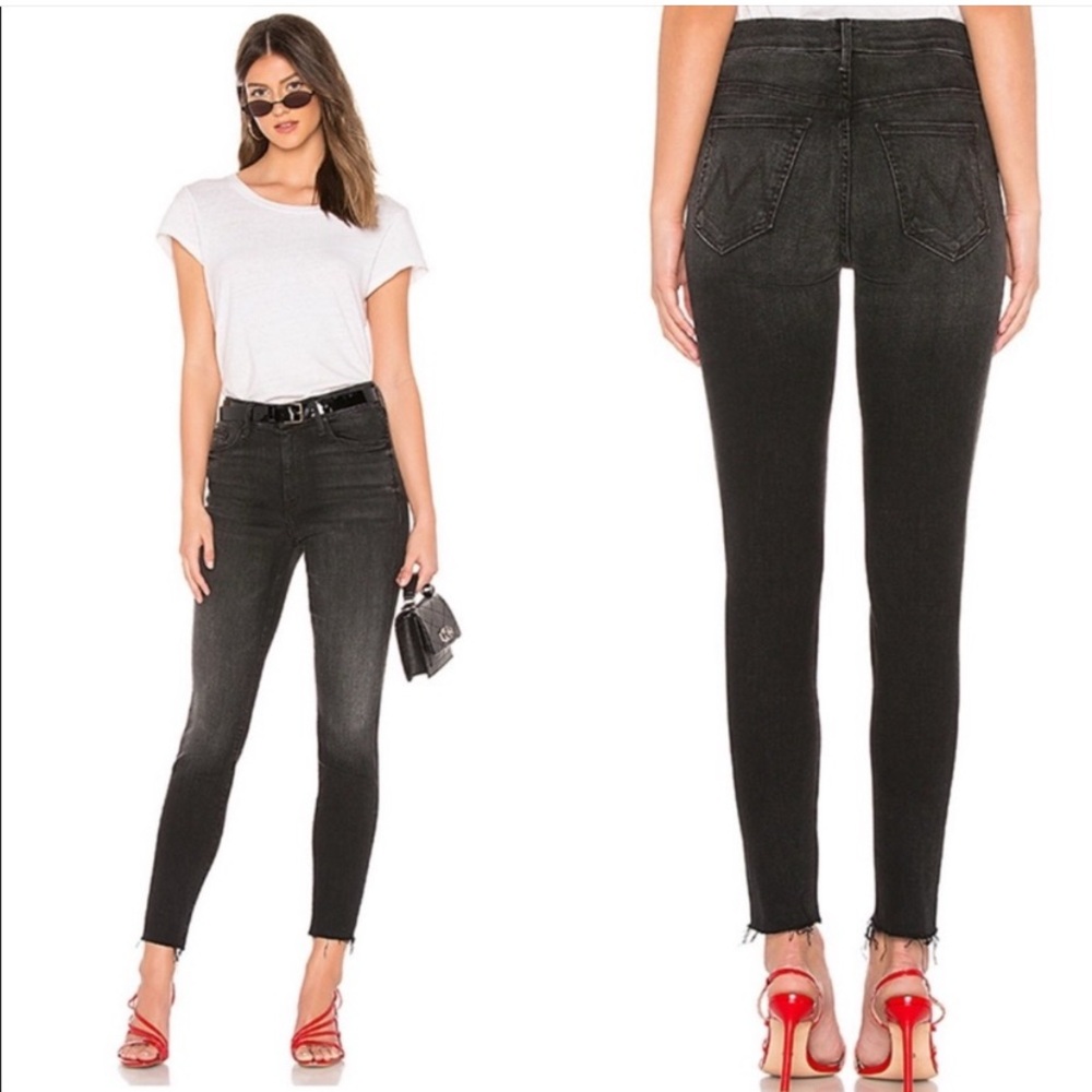 MOTHER High Waisted Looker Ankle Fray in Night Hawk‎ Size 27